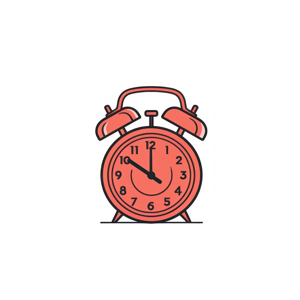 Alarm clock icon red white background deadline.