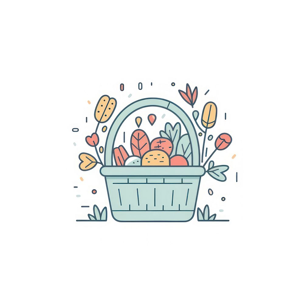 Easter egg basket icon drawing illustrated freshness.