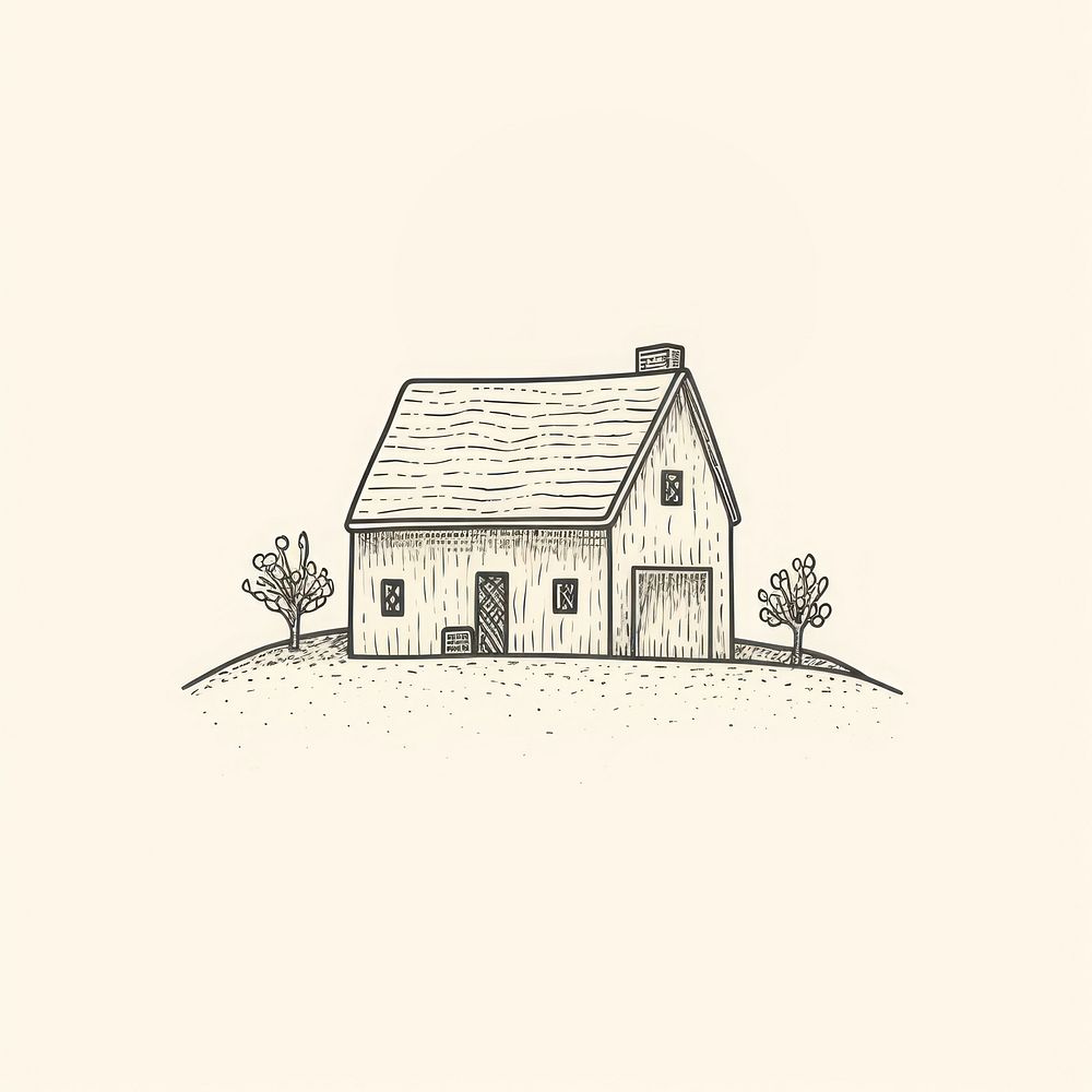 Farmhouse icon drawing sketch architecture.