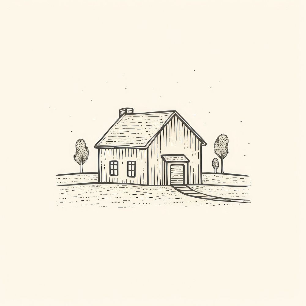 Farmhouse icon drawing sketch architecture.