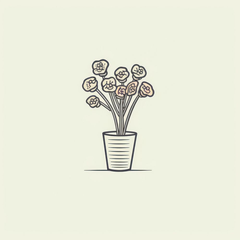 Flower bouquet icon drawing sketch plant.