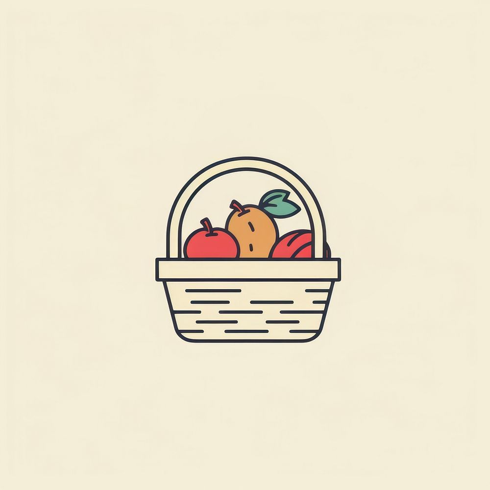 Fruit basket icon organic freshness container.