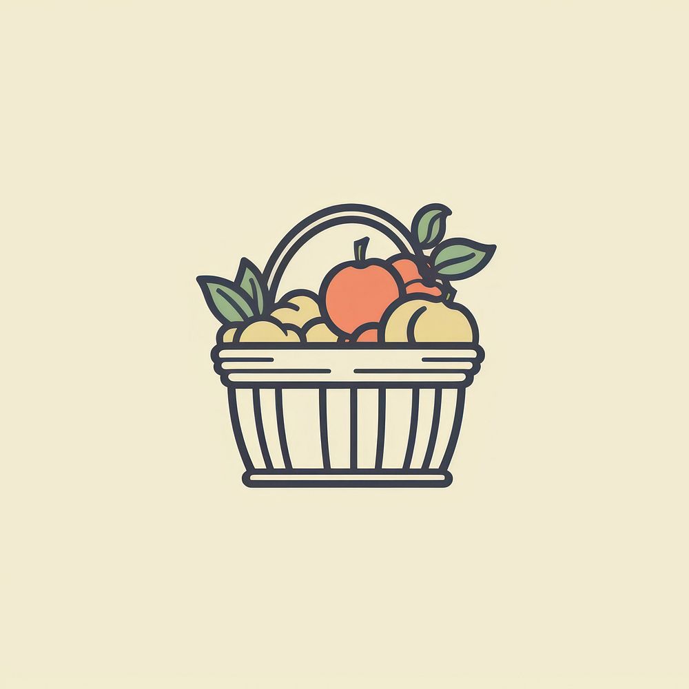 Fruit basket icon organic plant food.