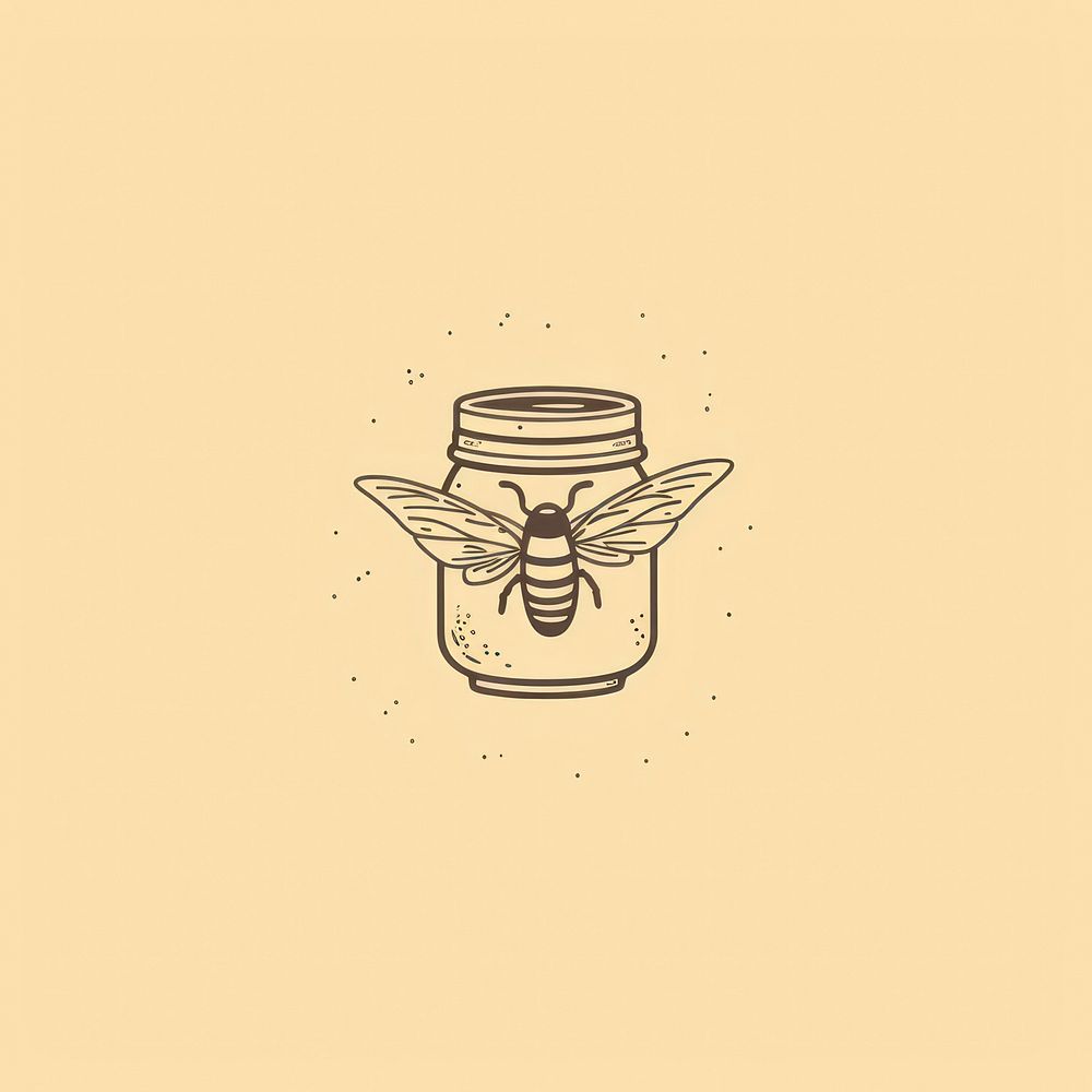 Honey jar with bee icon drawing sketch insect.