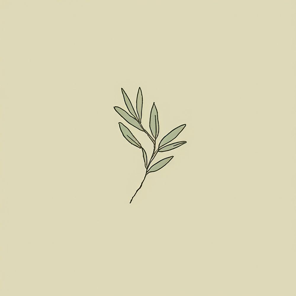 Olive branch icon drawing sketch plant.