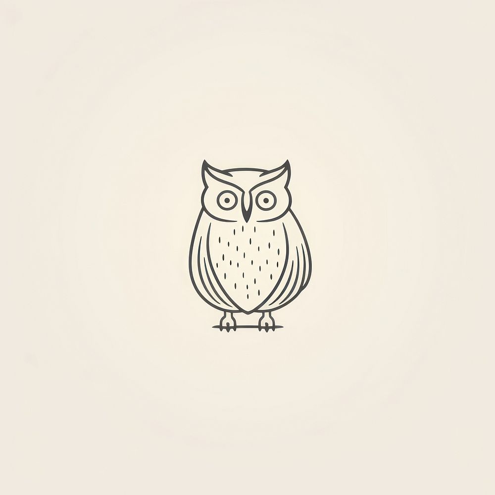 Owl icon drawing animal sketch.