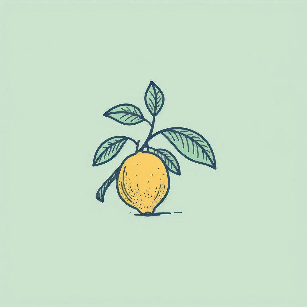Lemon branch icon organic drawing plant.