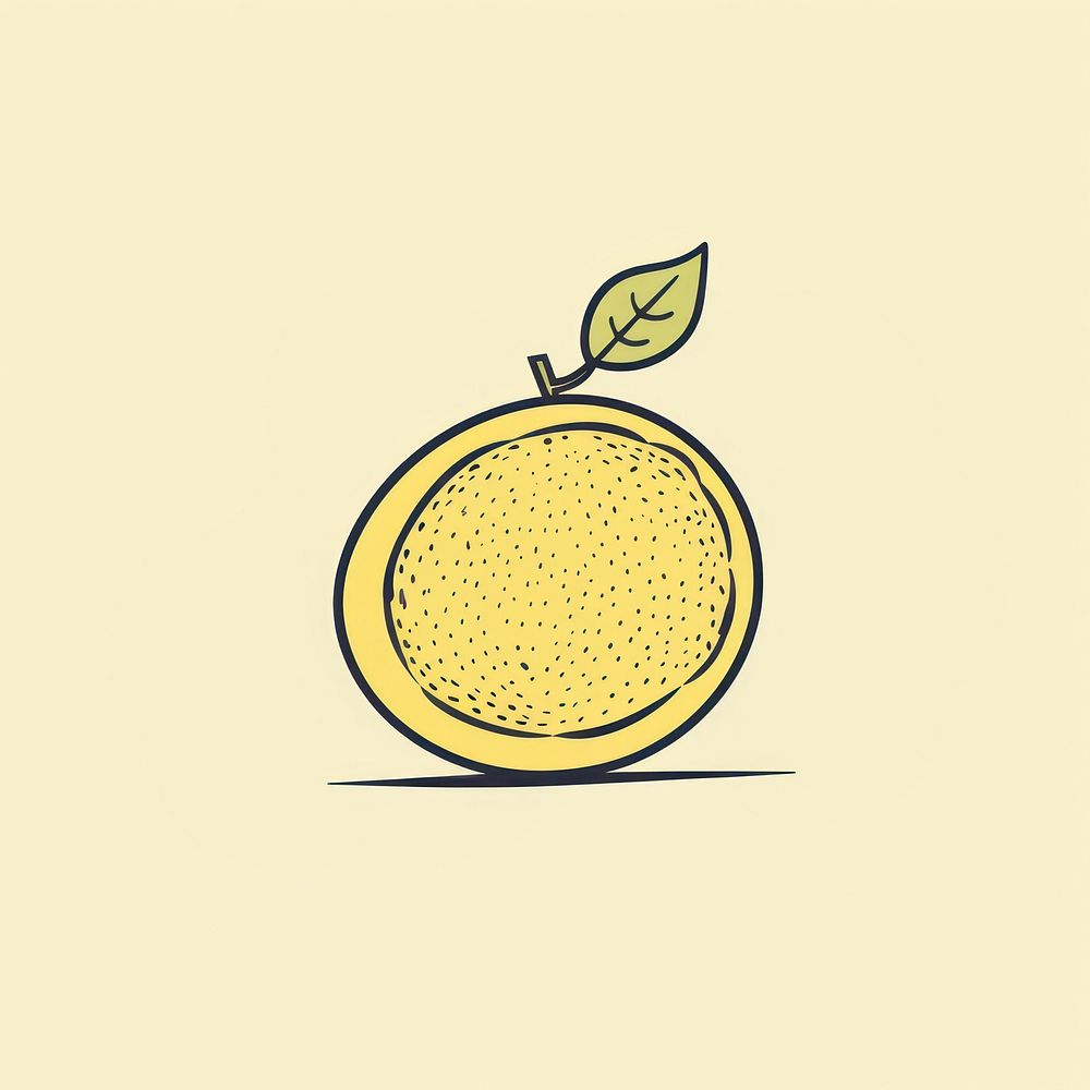 Lemon icon organic drawing fruit.