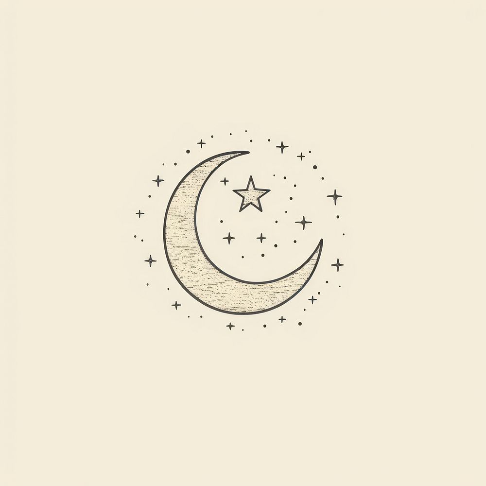 Moon and star icon astronomy drawing shape.