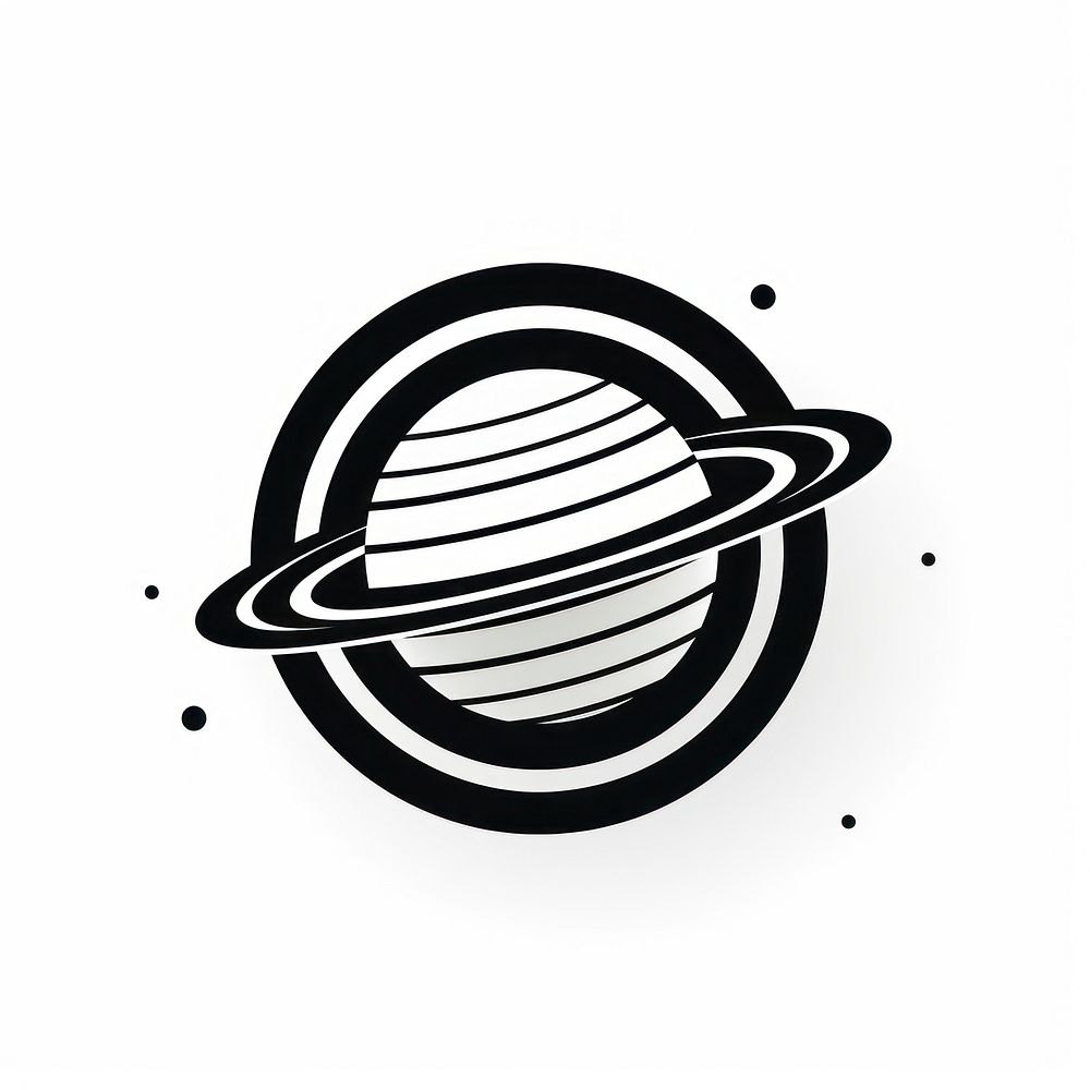 Saturn icon shape space white background.