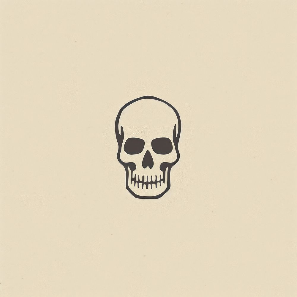 Skull icon logo moustache stencil.