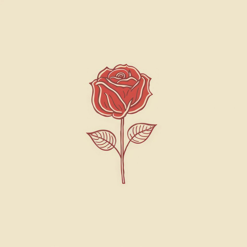 Red rose icon drawing pattern flower.