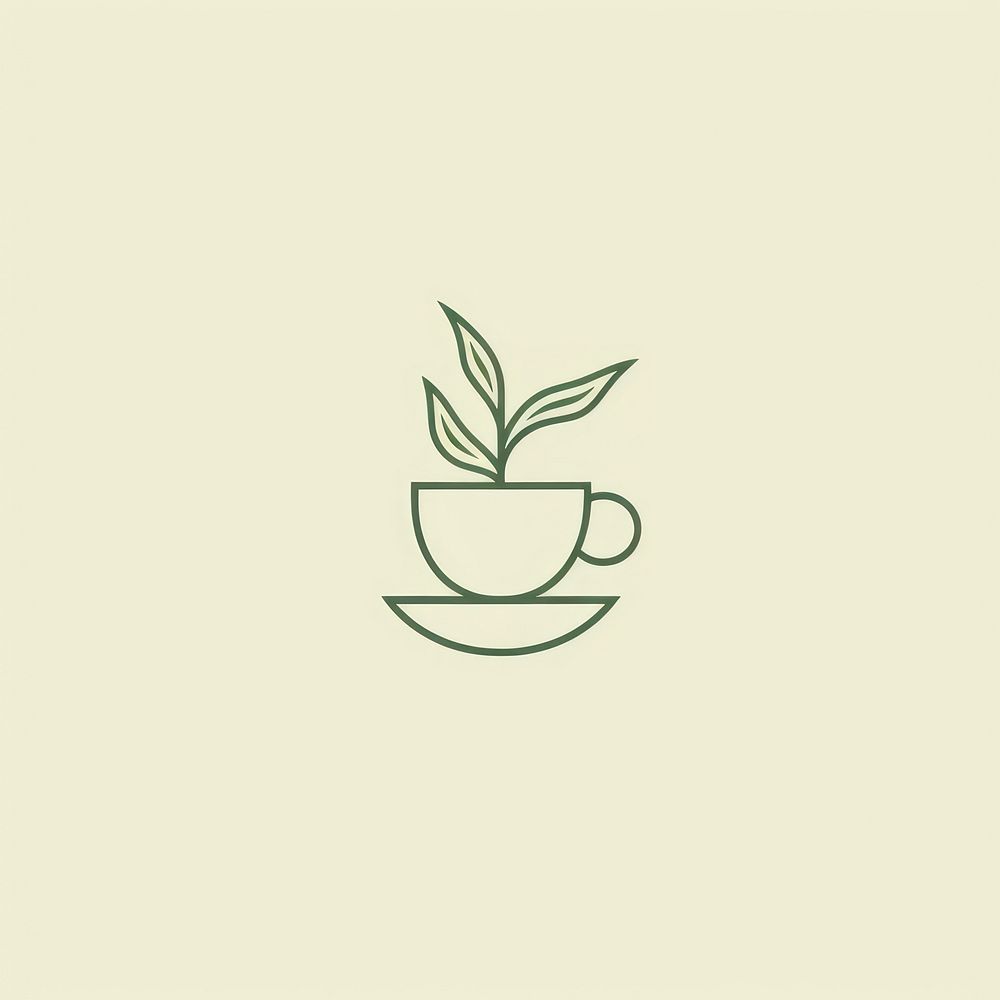 Tea icon saucer drink plant.