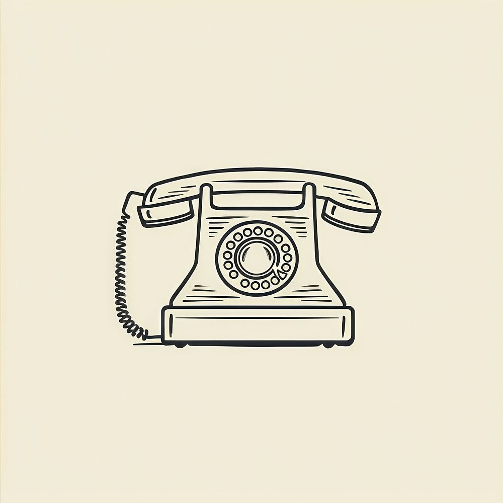 Vintage telephone icon drawing electronics technology.
