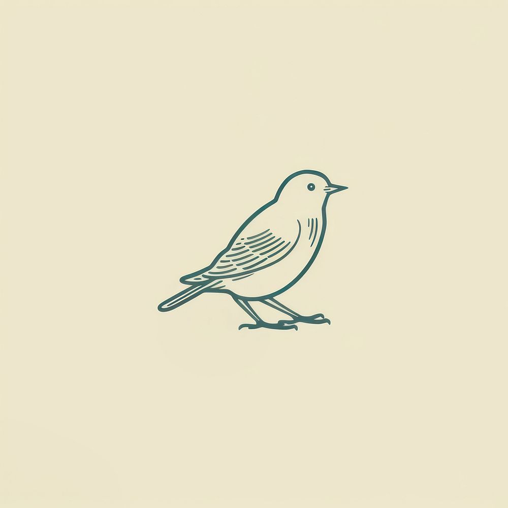 Vintage bird icon drawing animal sketch.
