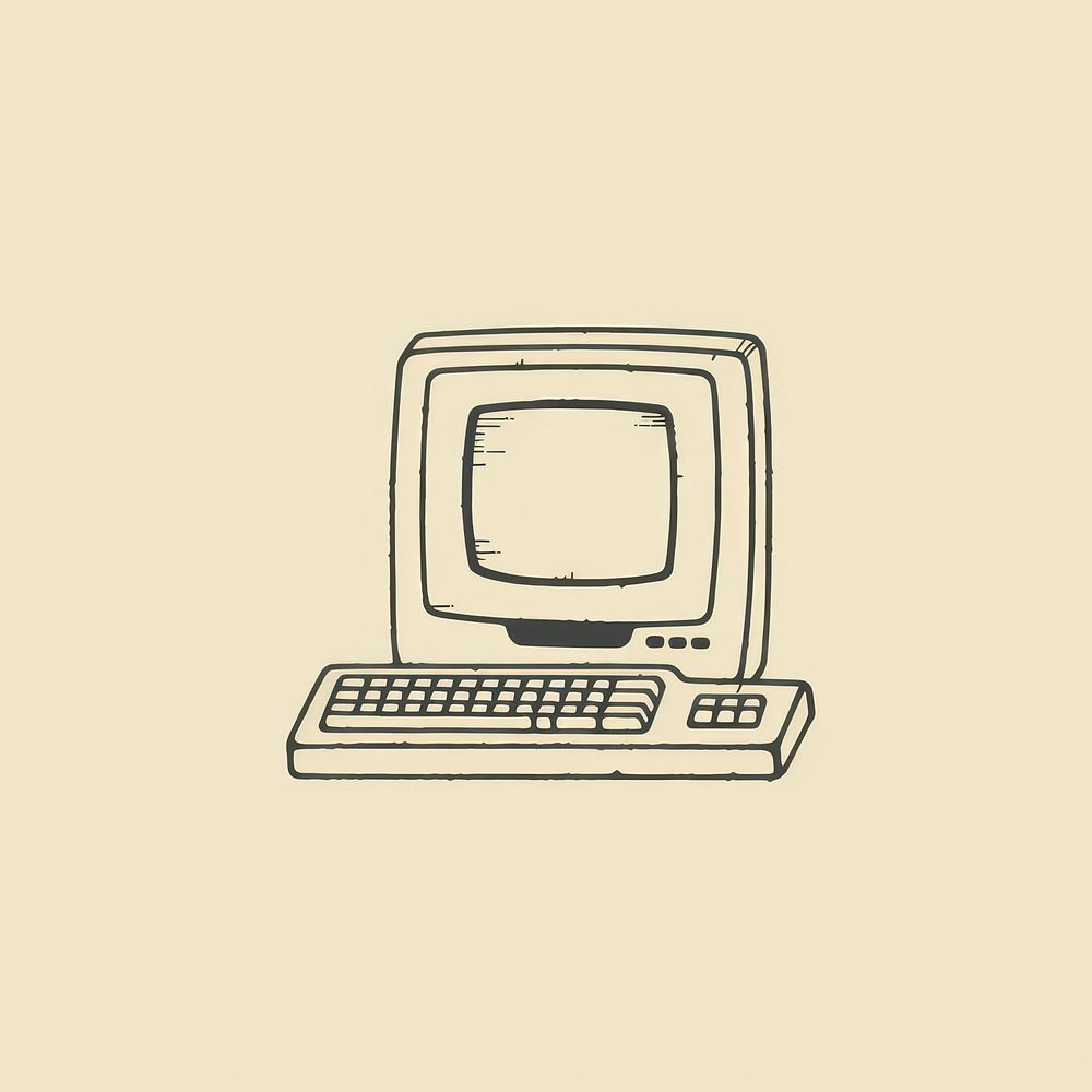 Vintage computer icon electronics technology multimedia.