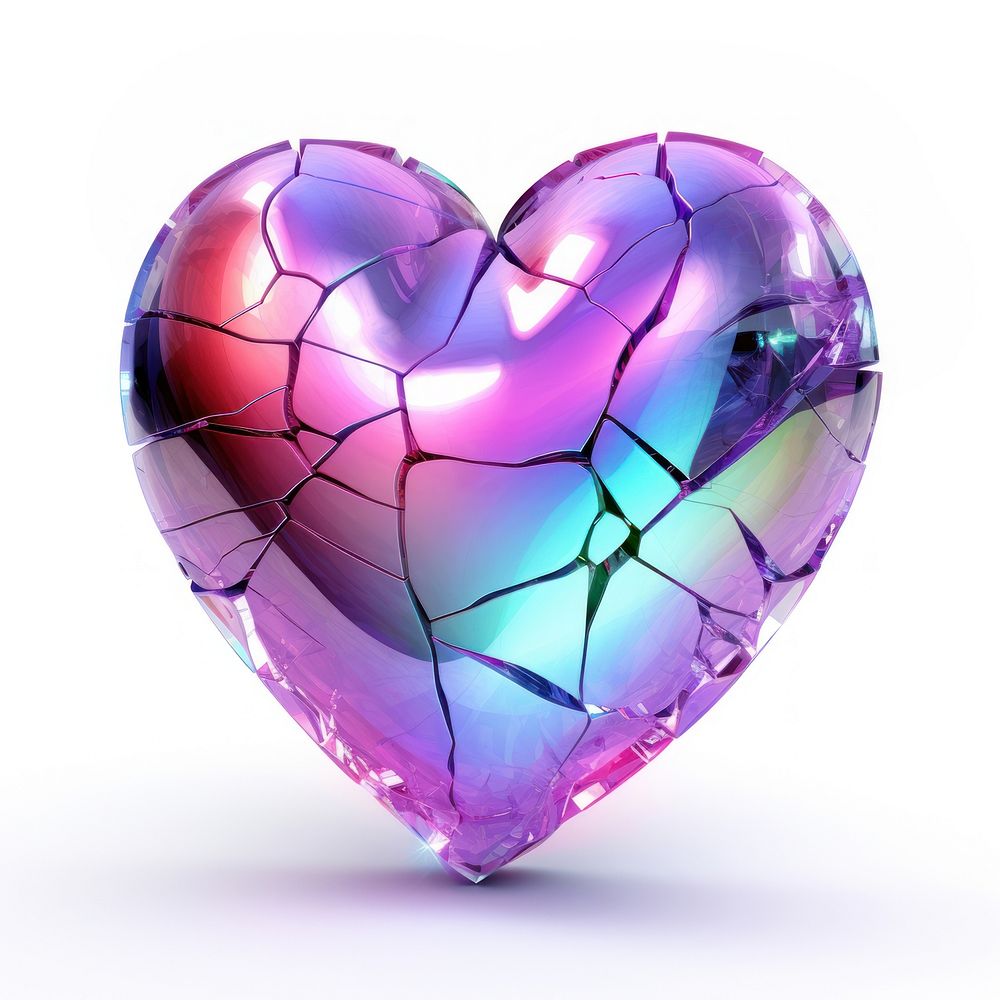 Crack heart iridescent gemstone jewelry purple.