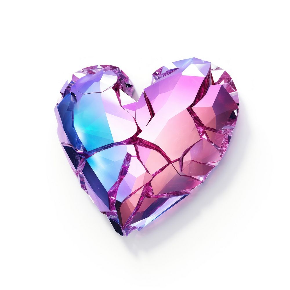 Broken heart shape iridescent amethyst gemstone jewelry.