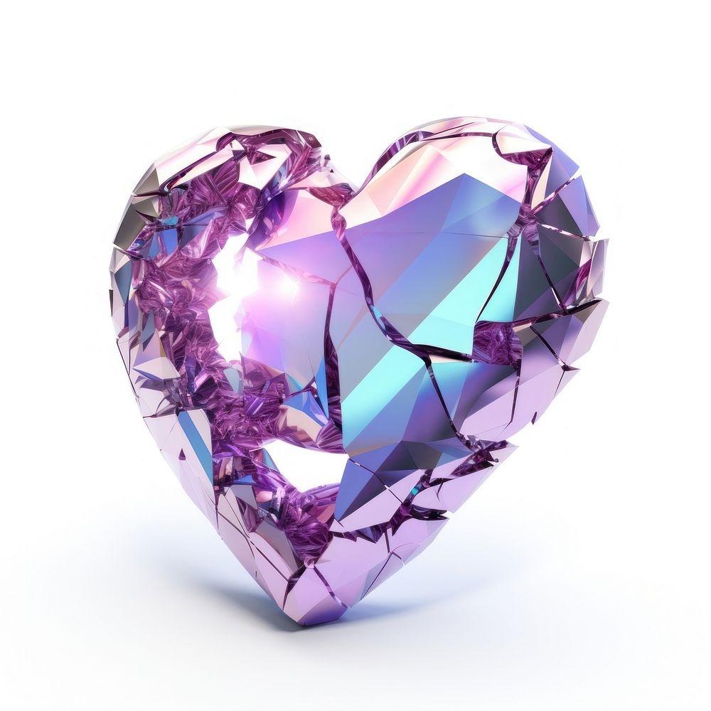 Broken heart shape iridescent amethyst gemstone jewelry.