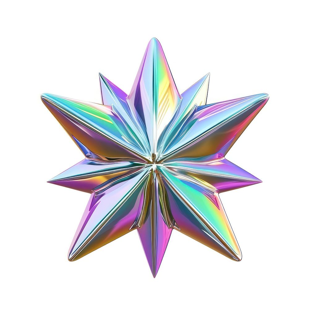 6 pointed star iridescent origami white background creativity.