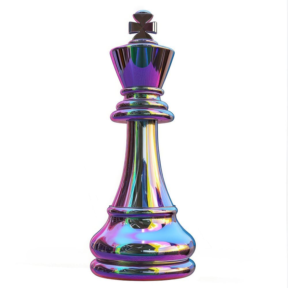 Chess iridescent game white background chessboard.