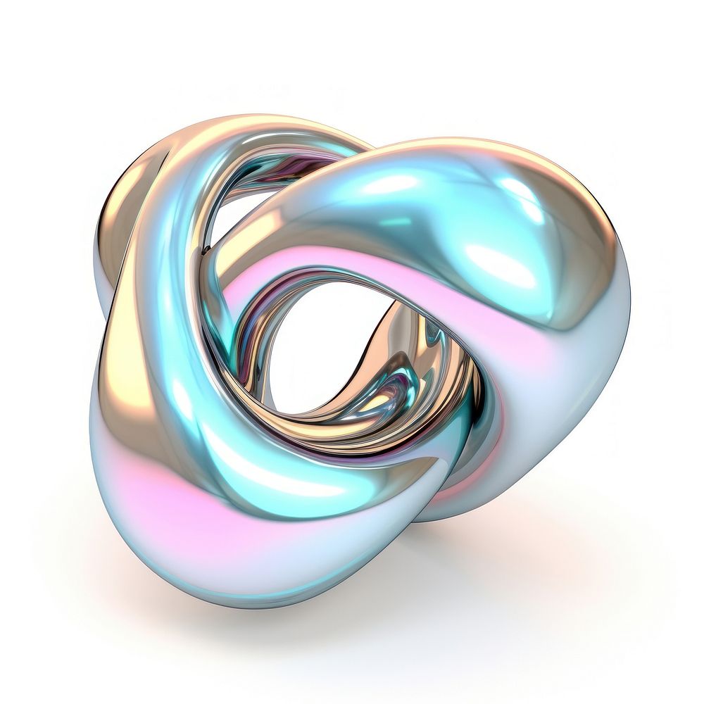 Abstract shape iridescent jewelry metal ring.