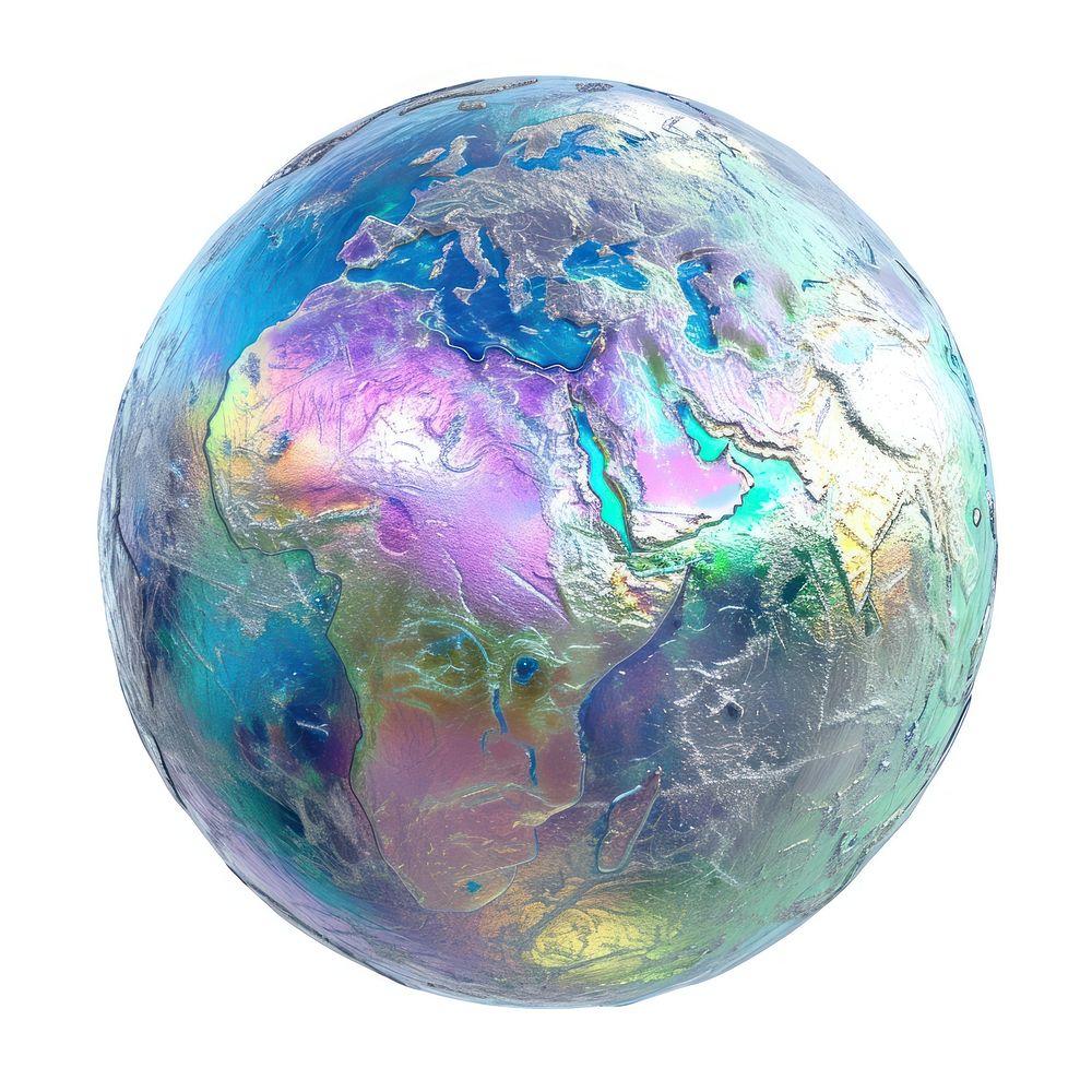 Earth iridescent sphere planet globe.
