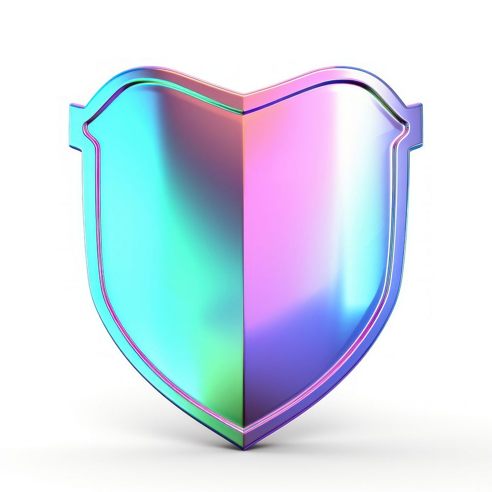 Shield iridescent white background protection security.