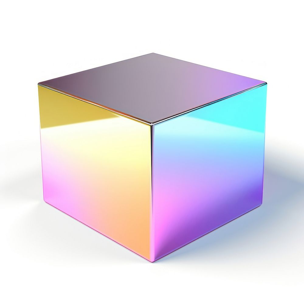 Square iridescent toy white background simplicity.
