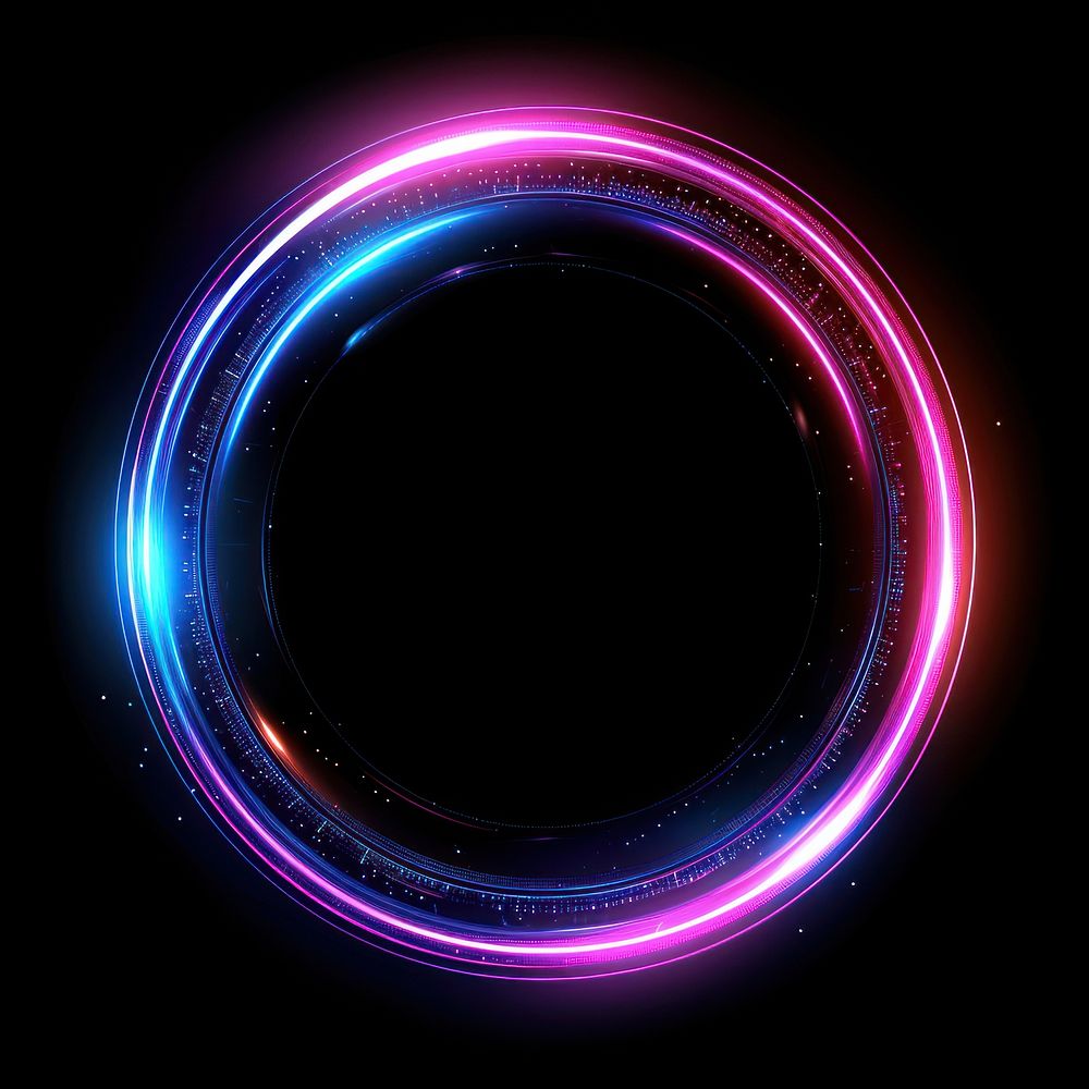 Circle in the style of neon lights technology purple night.