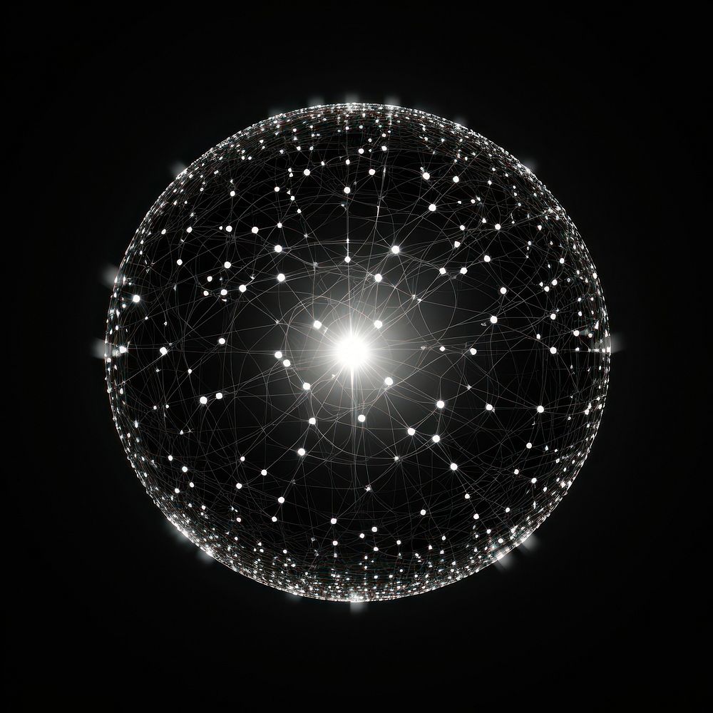 Digital sphere lights connected in lines technology astronomy lighting.