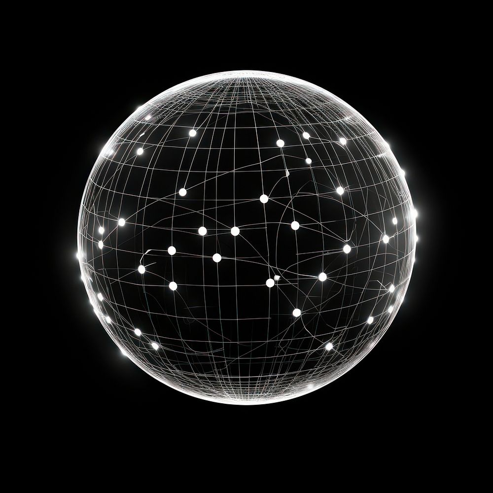 Digital sphere lights connected in lines technology astronomy space.
