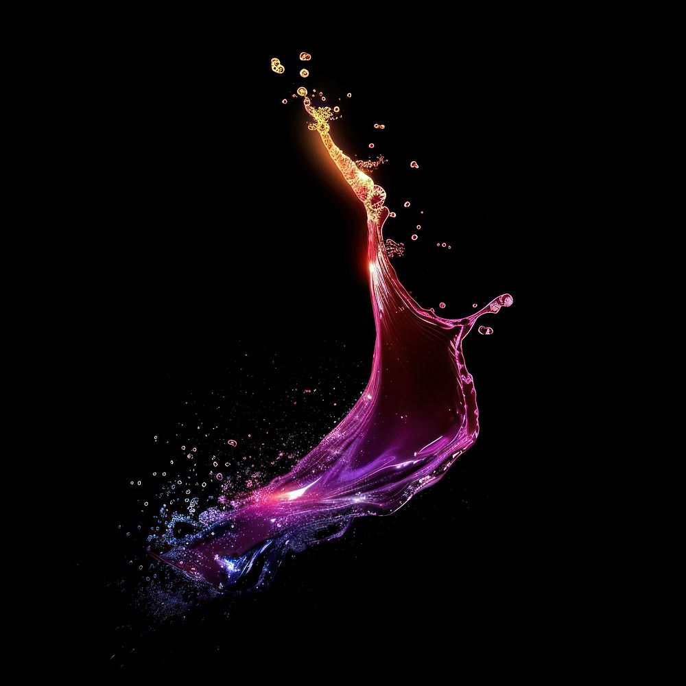 Light effect in liquid shape purple black background illuminated.