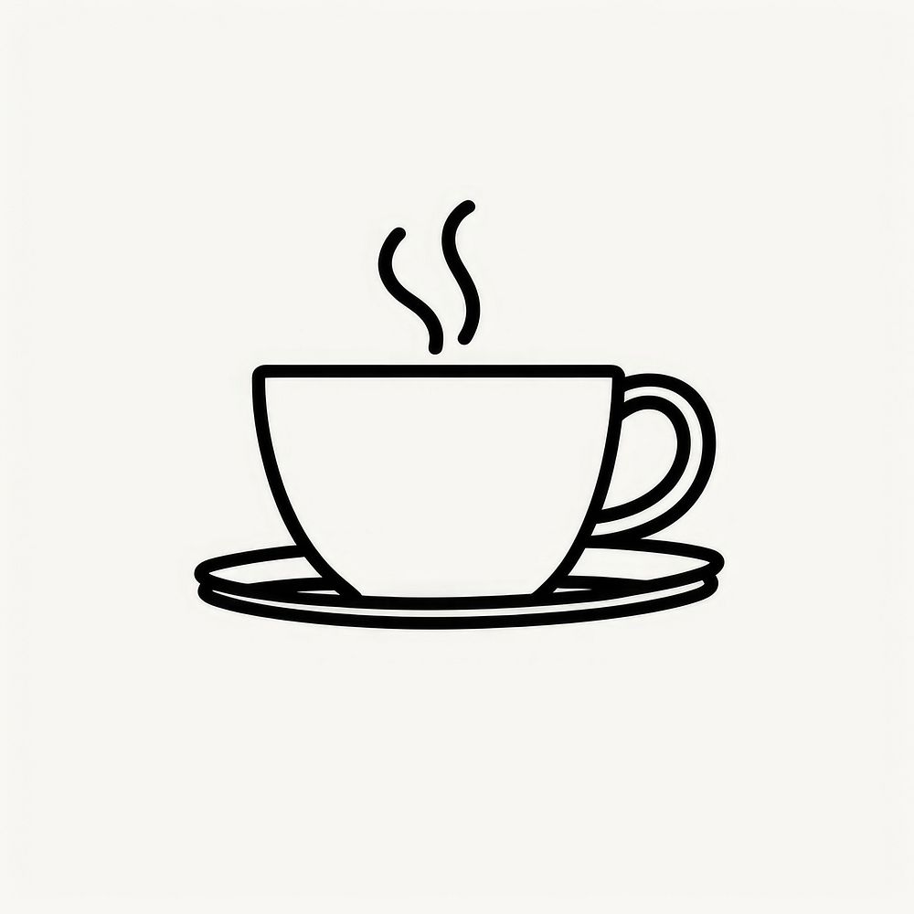 Drawing of a coffee cup saucer drink line.