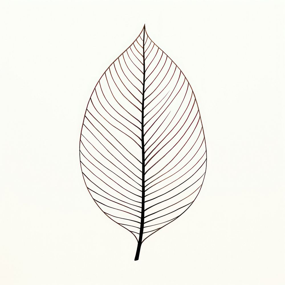 Drawing of a leaf plant line white background.