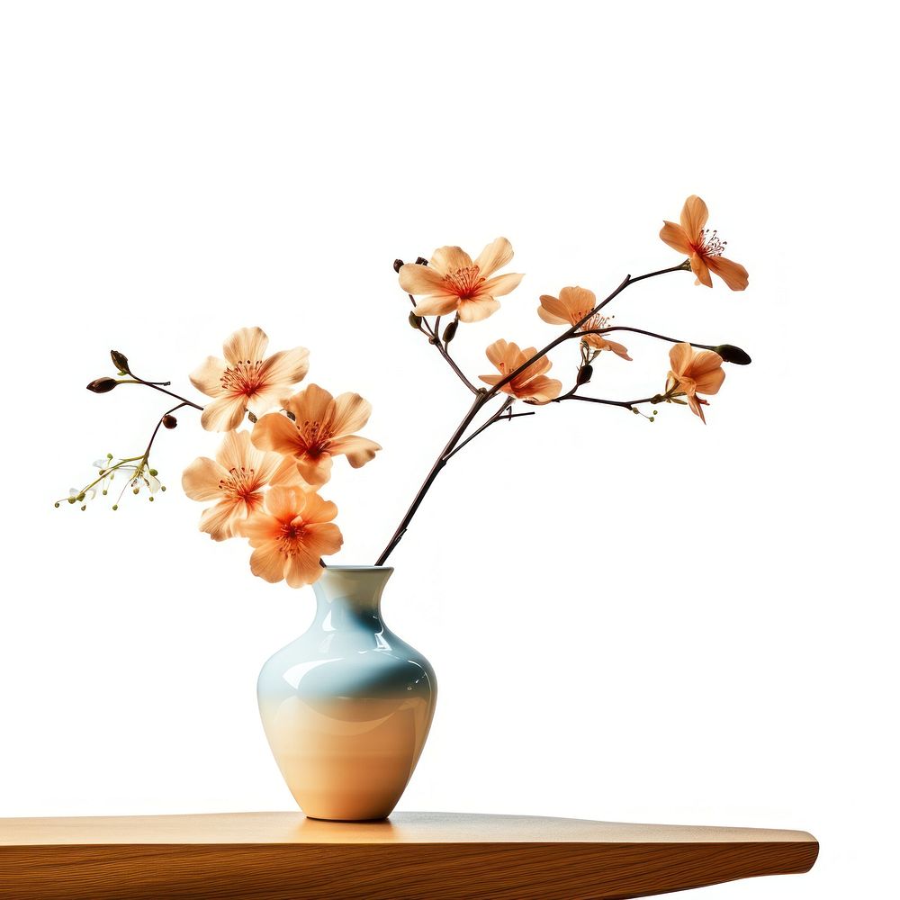 Pottery off-white flower vase pottery blossom ikebana.