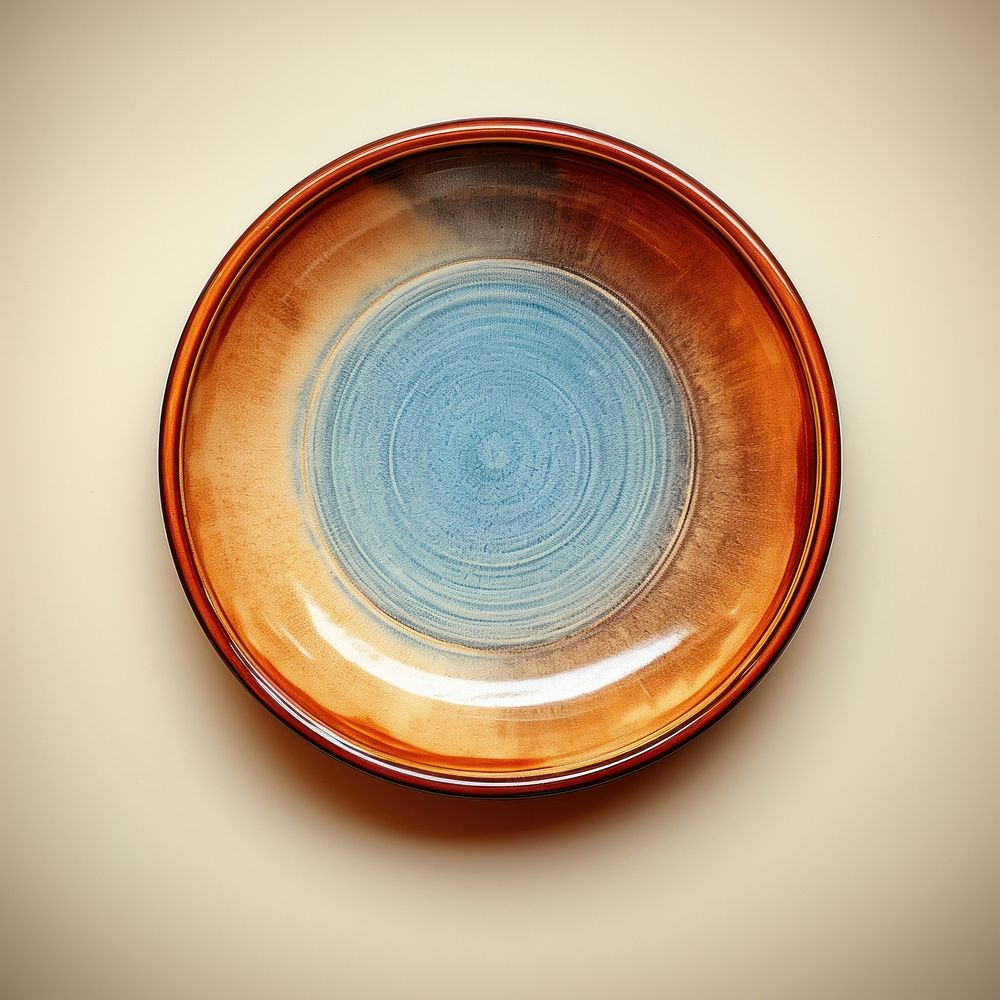 Pottery two tone colored dish pottery porcelain plate.