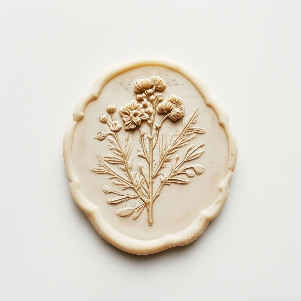 Seal Wax Stamp flower bouquet jewelry white background confectionery.