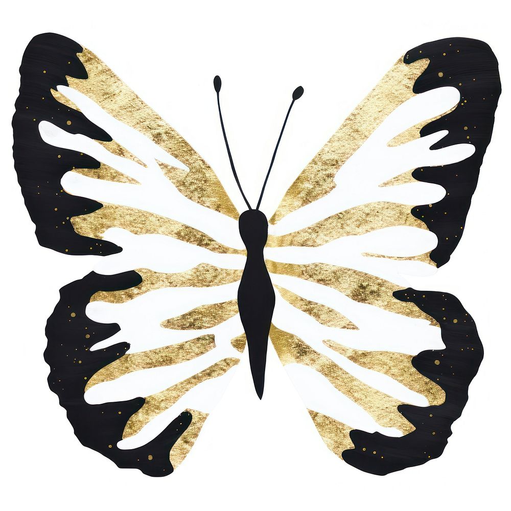 Butterfly ripped paper animal insect white background.