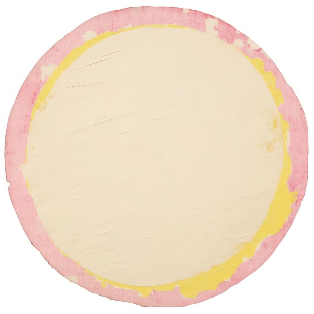 Circle ripped paper yellow pink white background.
