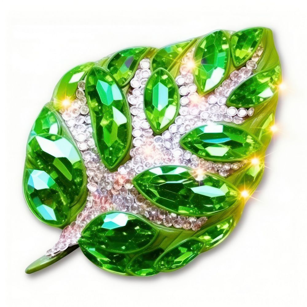 Leaf gemstone jewelry emerald. AI generated Image by rawpixel.
