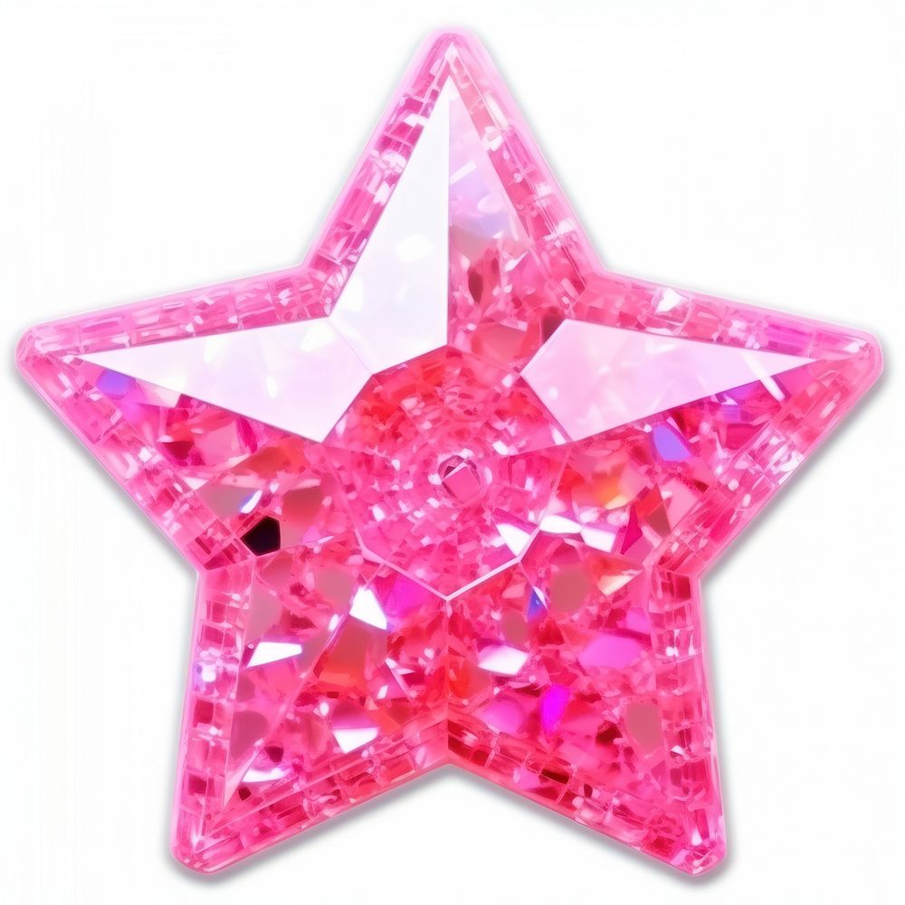 Pink star glitter shape white background. AI generated Image by rawpixel.