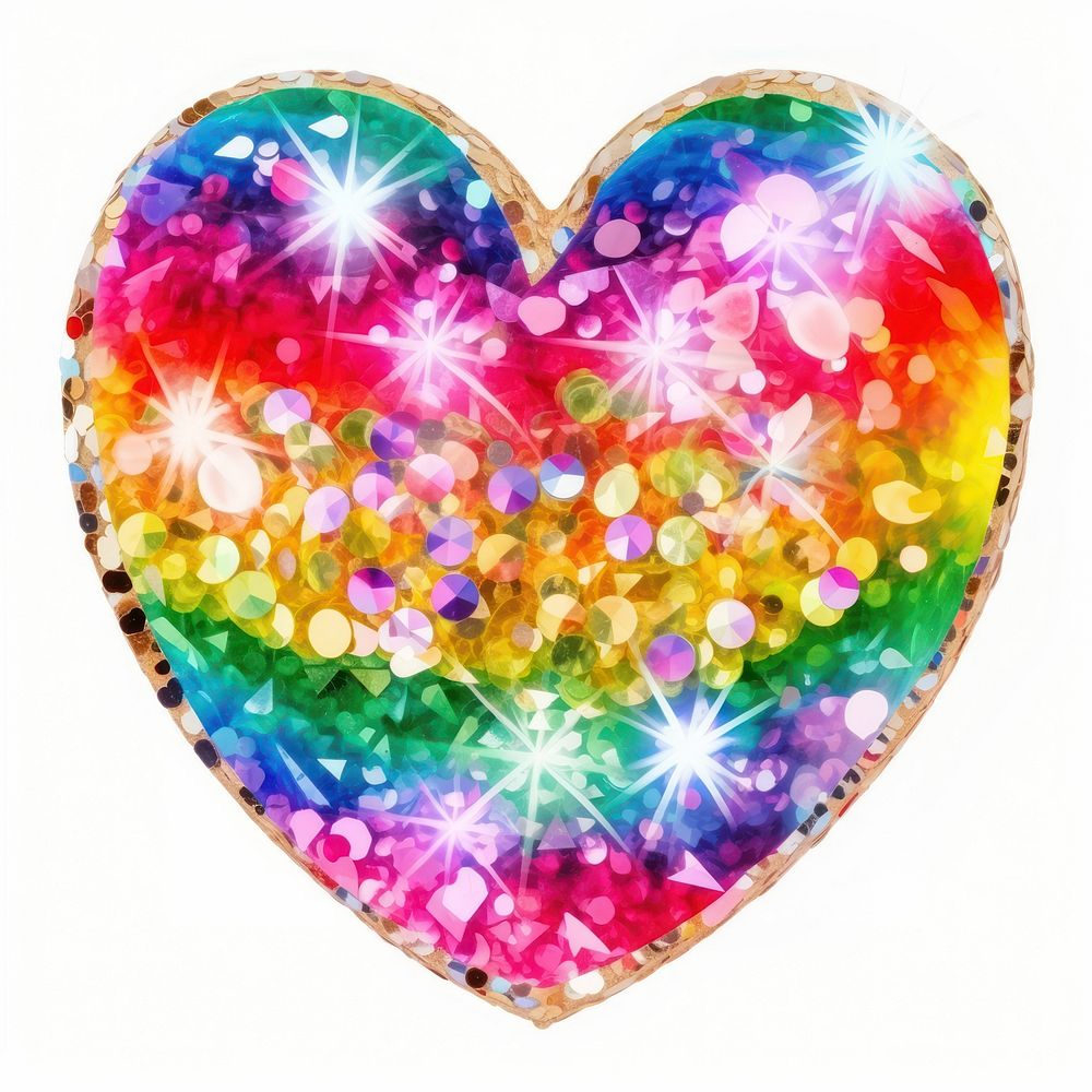 Rainbow heart jewelry glitter shape. AI generated Image by rawpixel.