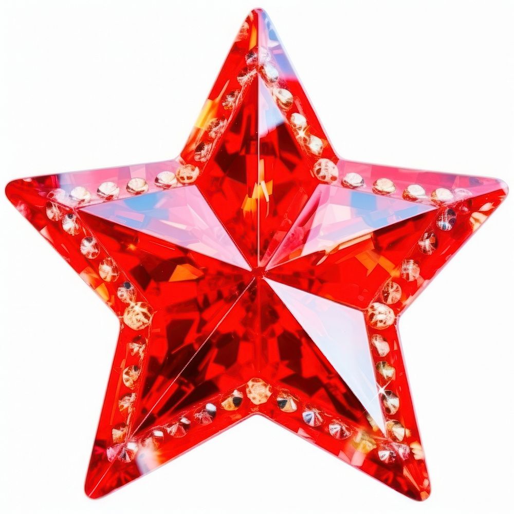 Red star shape white background illuminated. AI generated Image by rawpixel.