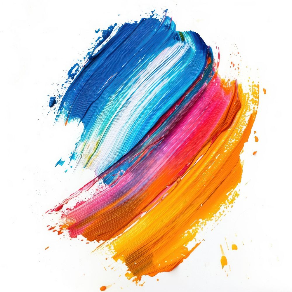 Colorful brush stroke backgrounds painting white background.
