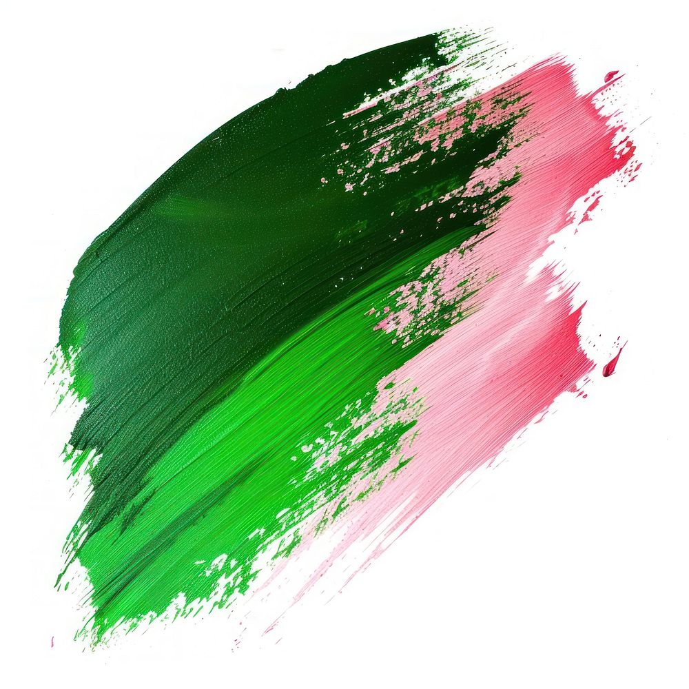 Green and pink brush stroke backgrounds paint white background.