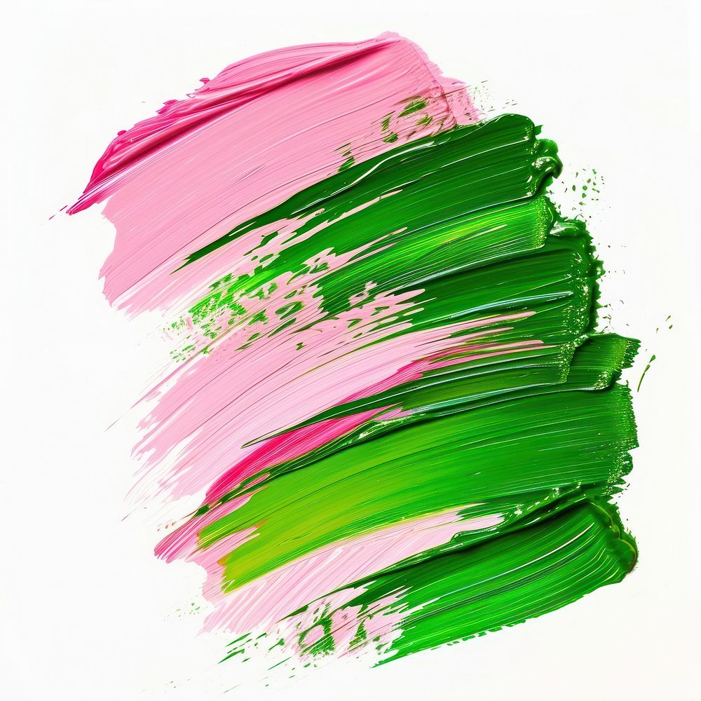 Green and pink brush stroke backgrounds purple paint.