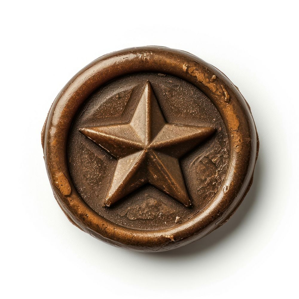 Star icon vintage bronze white background ammunition.