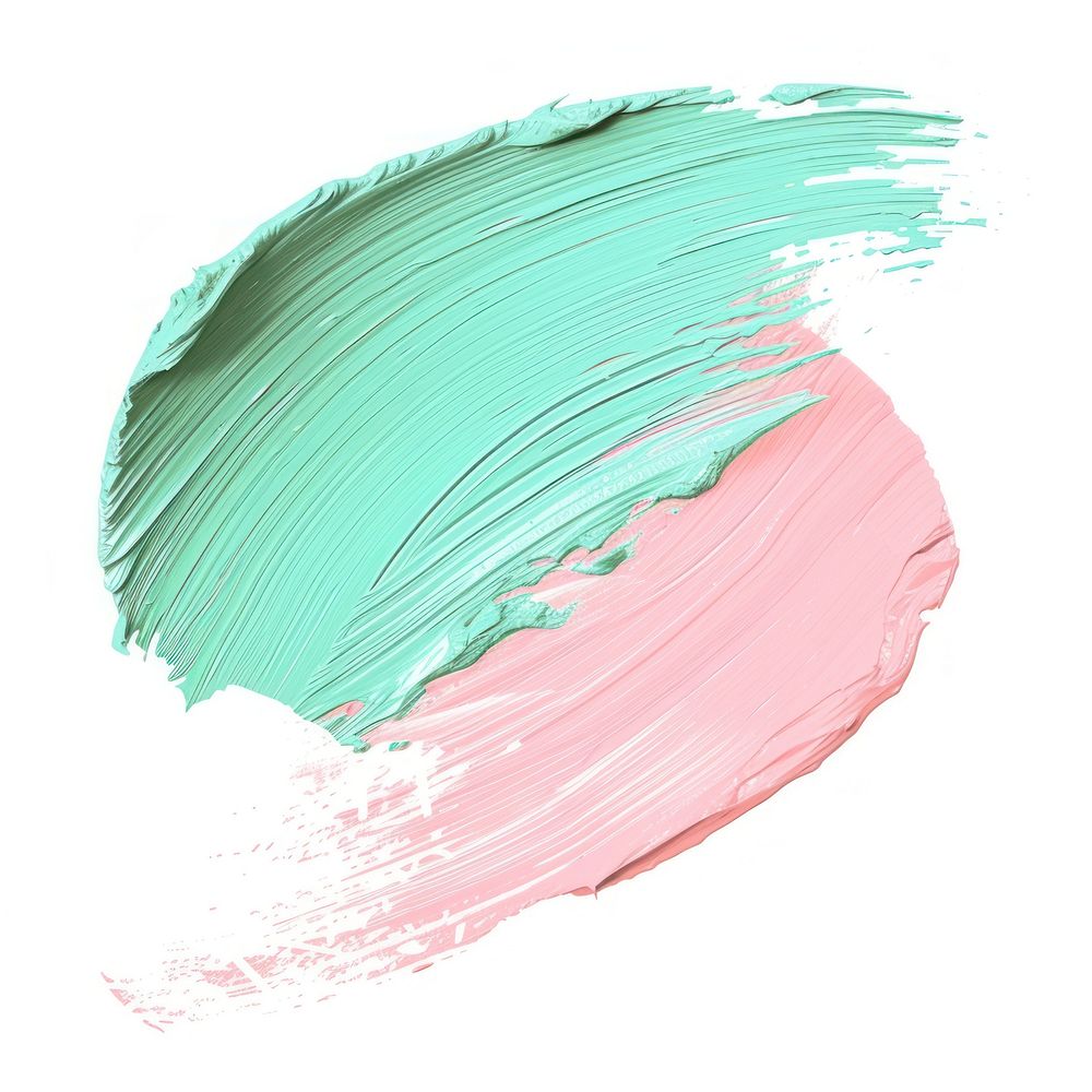 Pastel green and pastel pink brush stroke backgrounds paint white background.