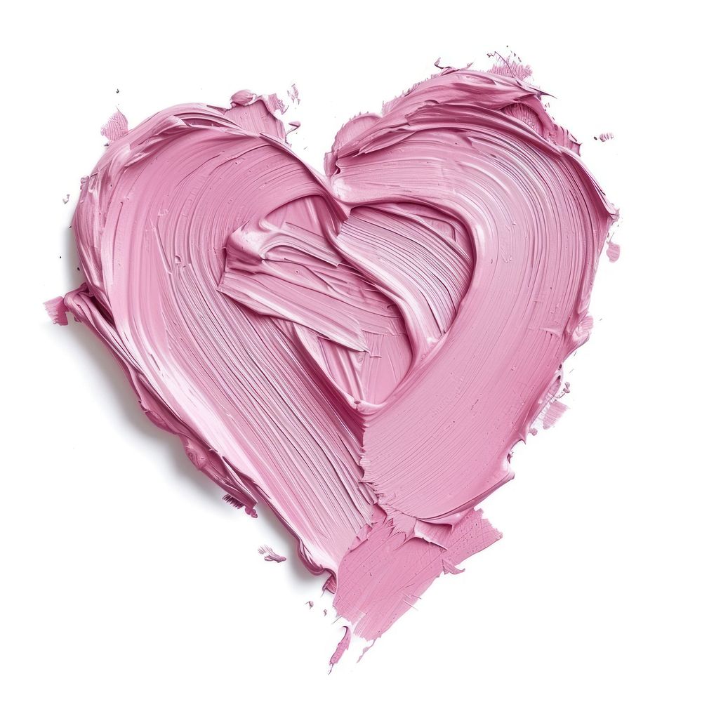 Pastel pink heart shapbrush stroke white background magenta dessert.